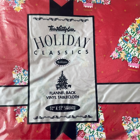 Town & Country Linen Holiday Classics Flannel Back Vinyl Tablecloth 52” x 52” - Picture 2 of 4